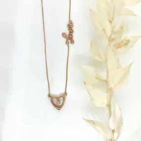 10k Rose Gold Love Necklace with Diamond Heart