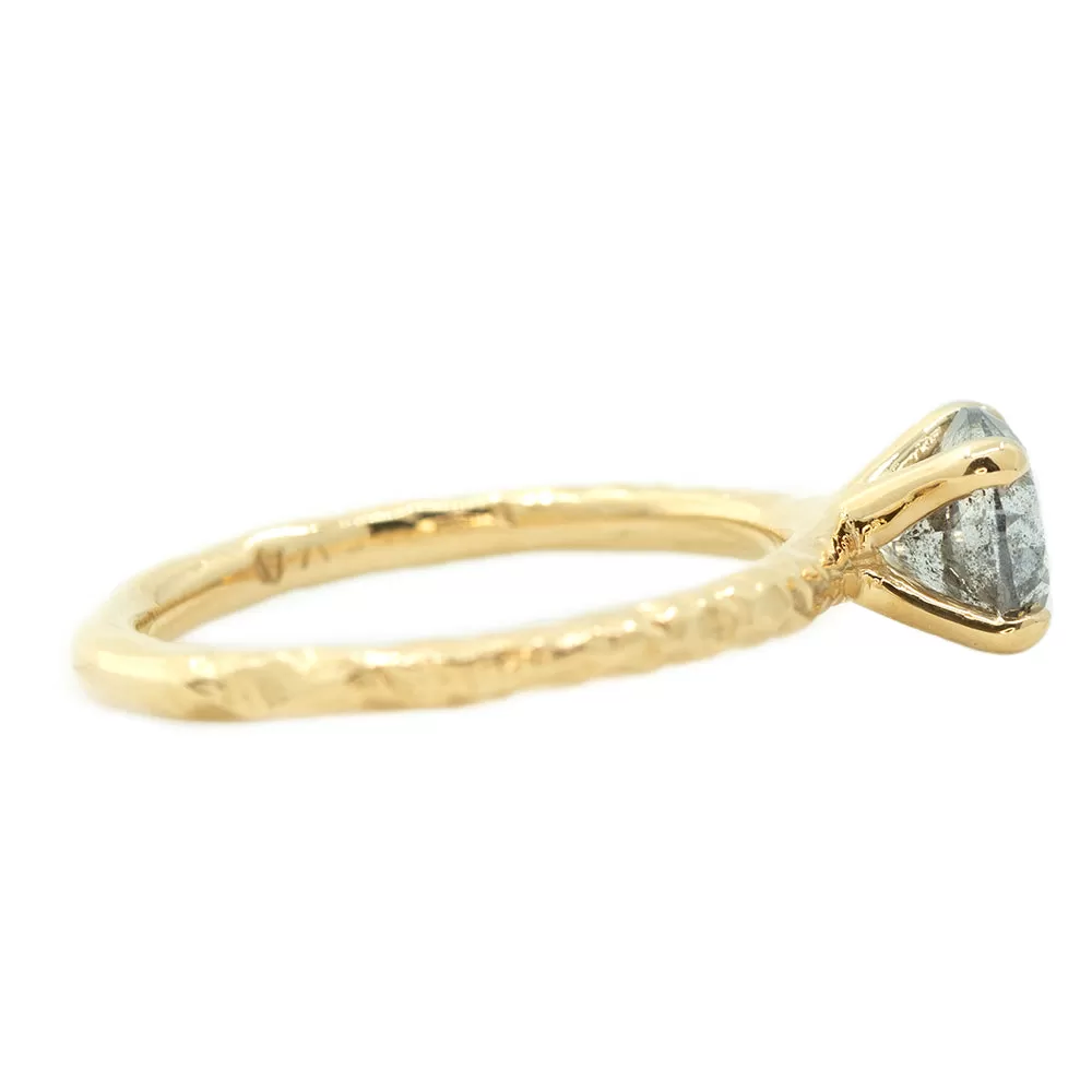 1.15ct Round Salt And Pepper Diamond Evergreen Solitaire In 14k Yellow Gold