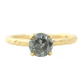 1.15ct Round Salt And Pepper Diamond Evergreen Solitaire In 14k Yellow Gold