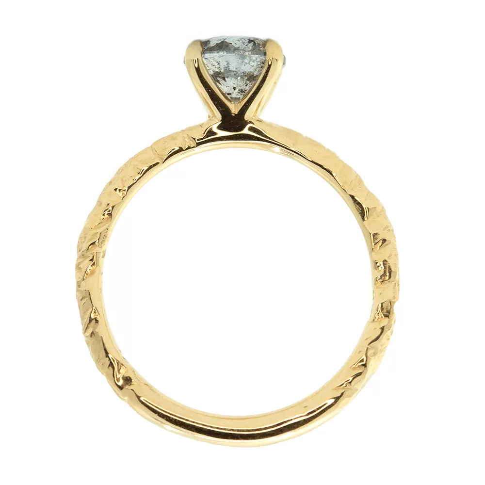 1.15ct Round Salt And Pepper Diamond Evergreen Solitaire In 14k Yellow Gold