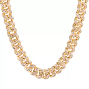 12mm Solid Gold Diamond Cuban Link Chain-18K Yellow Gold