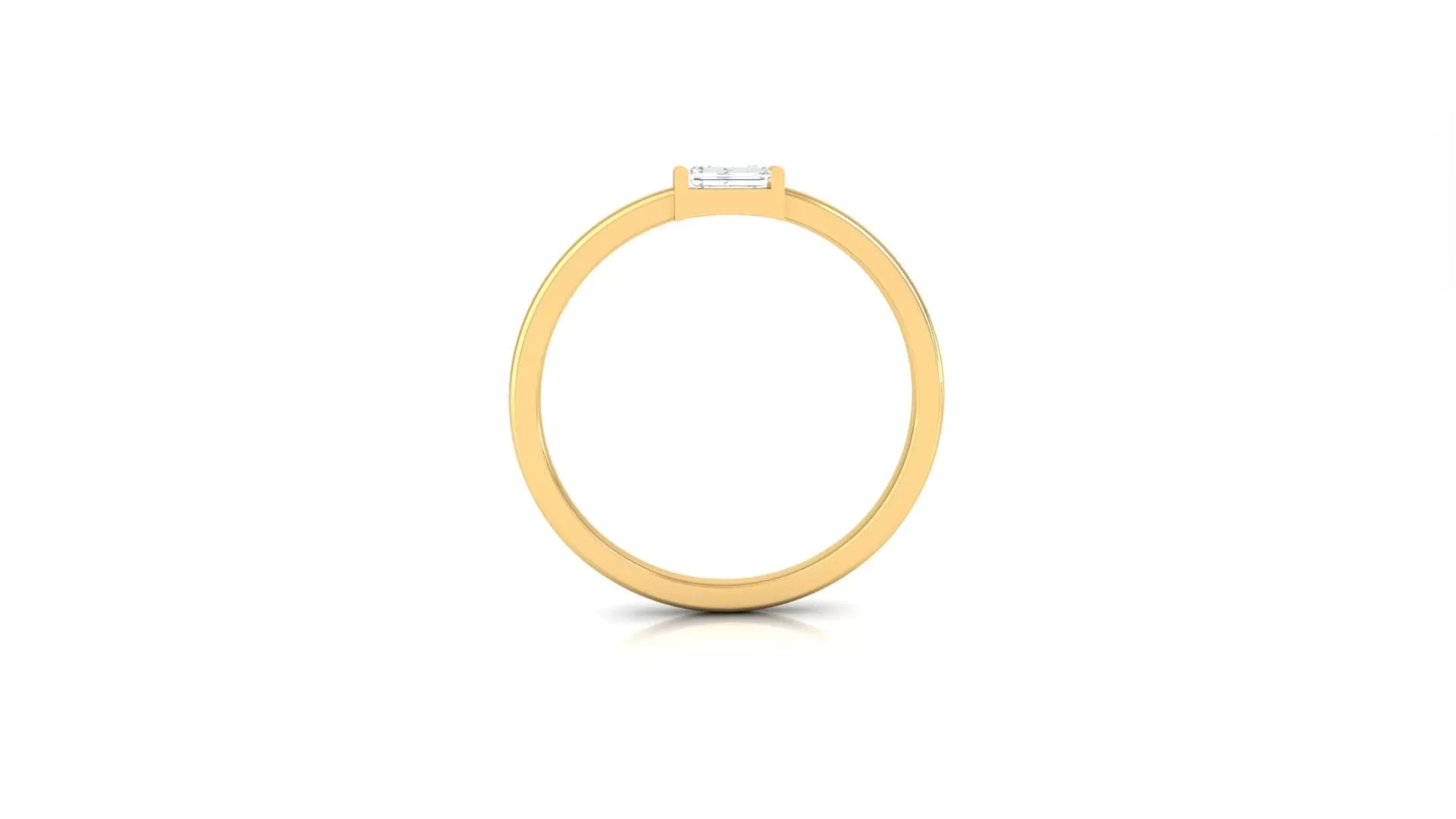 14K & 18K Gold Band with Single Diamond, Lab Grown