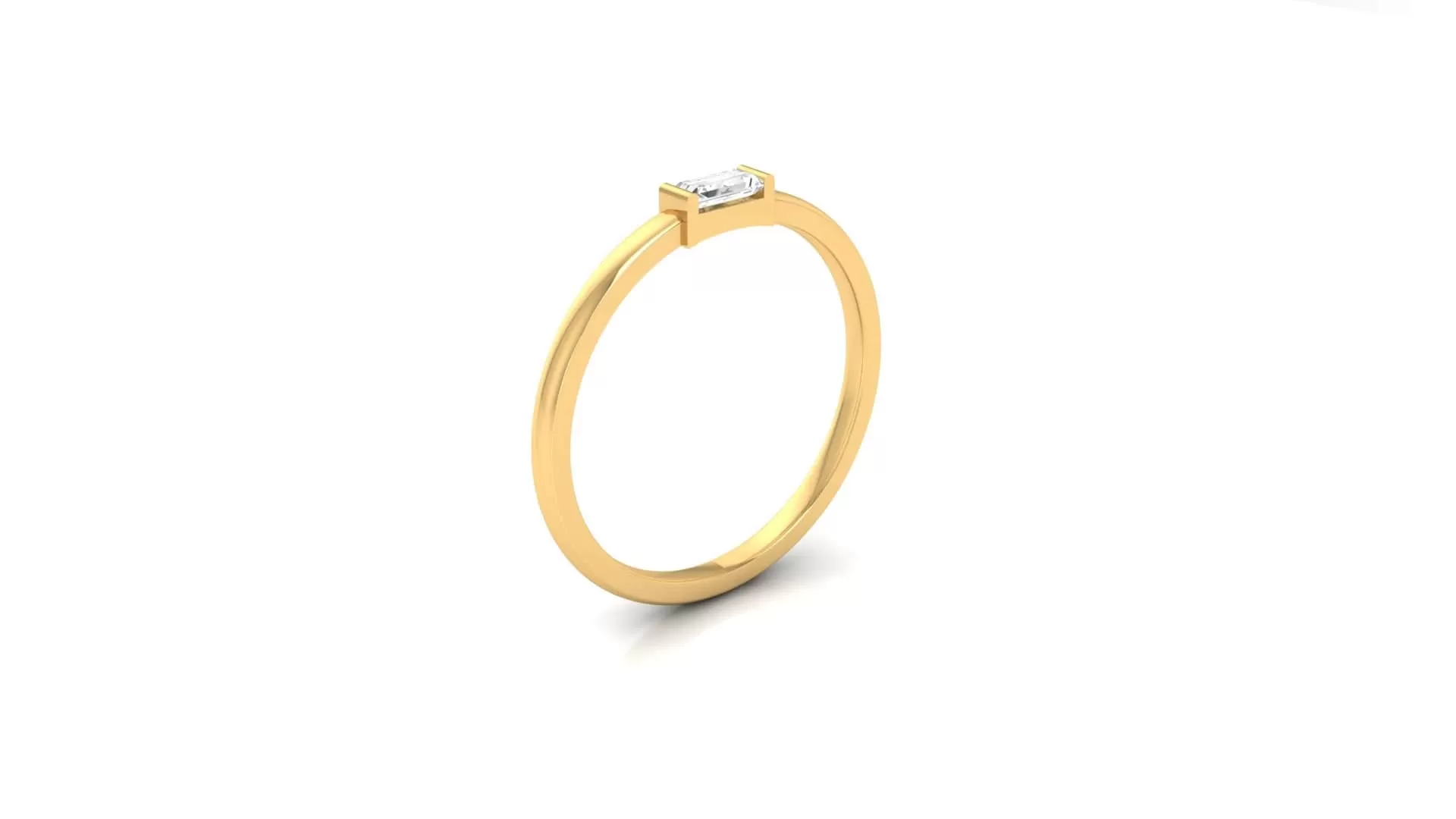 14K & 18K Gold Band with Single Diamond, Lab Grown