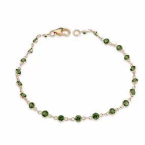 14K Gold Emerald Strand Bracelet