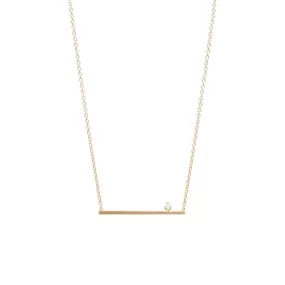 14k Prong Diamond Straight Bar Necklace