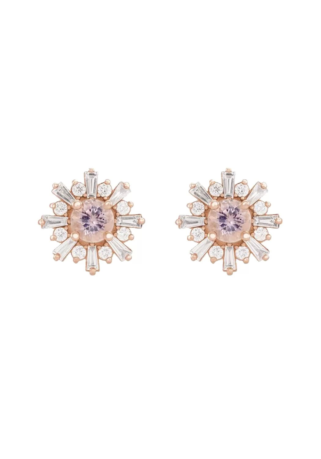 14K Rose Gold Diamond & Morganite Starburst Stud Earrings