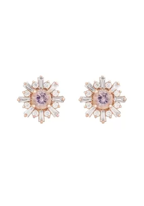 14K Rose Gold Diamond & Morganite Starburst Stud Earrings