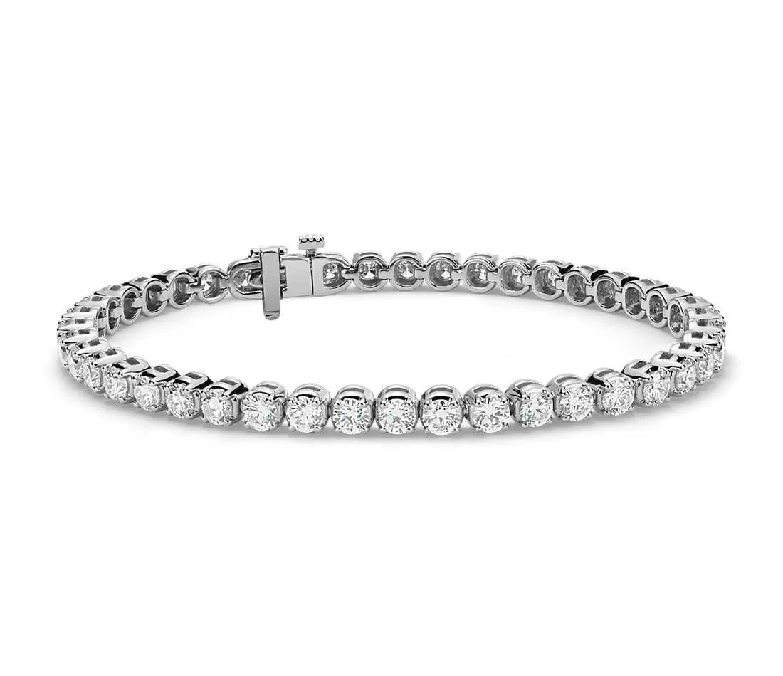 14K White Gold Round Diamond Tennis Bracelet