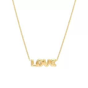 14K Yellow Gold Puff ''Love'' Pendant Necklace