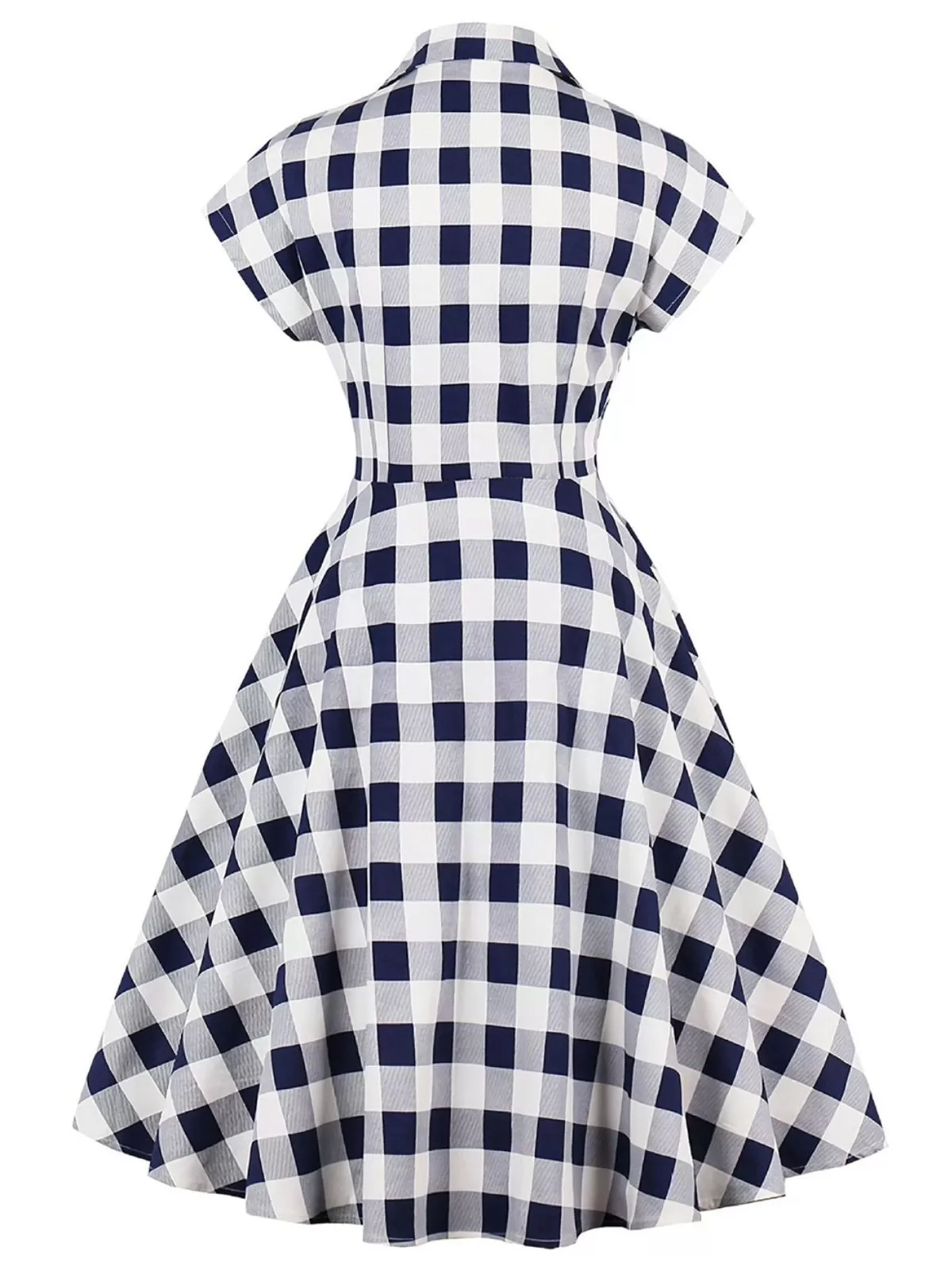 1950s Retro Contrast Short-Sleeved Lapel Dress