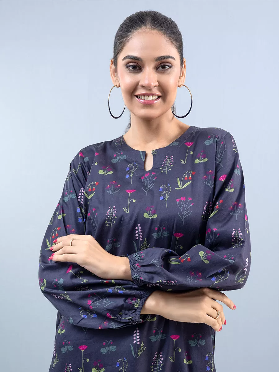 1pc Stitched Basic Printed Cotton Silk Shirt