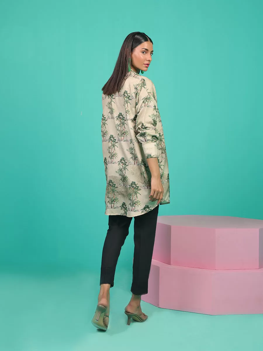 1pc - Stitched Basic Printed Lawn Silk Shirt