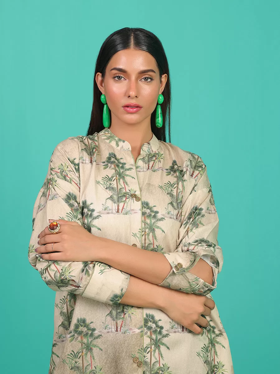 1pc - Stitched Basic Printed Lawn Silk Shirt