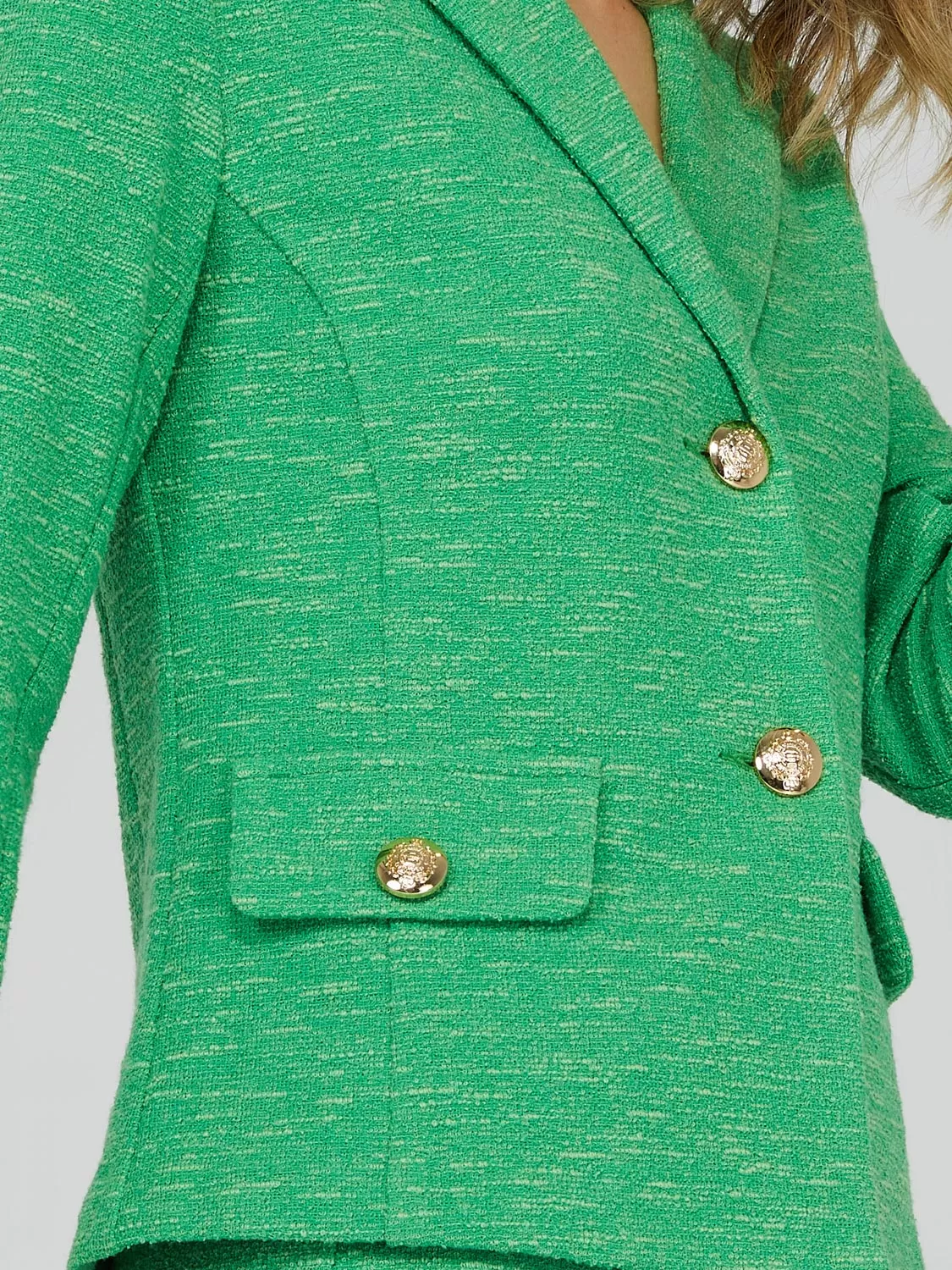 3/4 Sleeve 2-Button Boucle Blazer