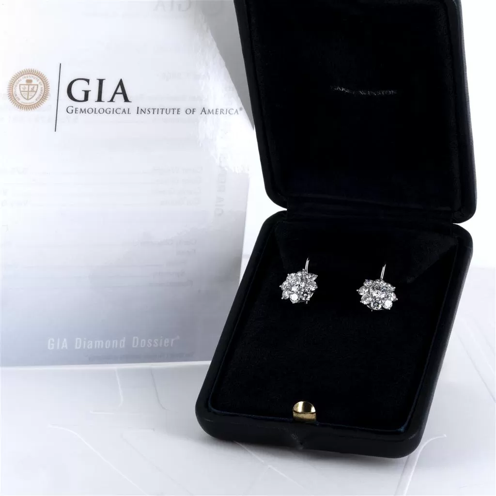 3.69ctw Harry Winston Sunflower Drop Wire Diamond Earrings - White Gold