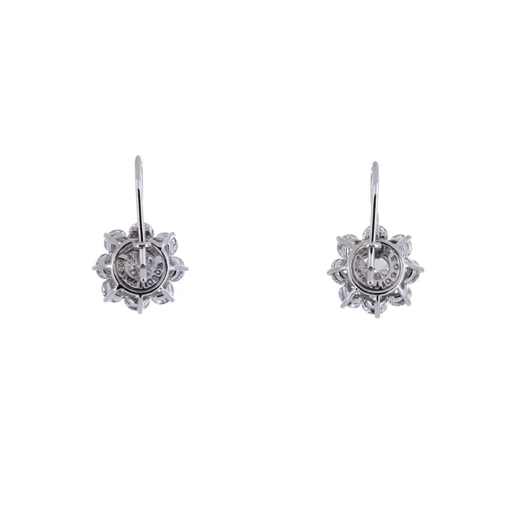 3.69ctw Harry Winston Sunflower Drop Wire Diamond Earrings - White Gold