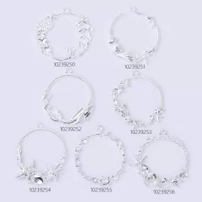 41*35*2mm Zinc alloy Open Back Pendant Resin bezel charms Seashell charm silver 10pcs