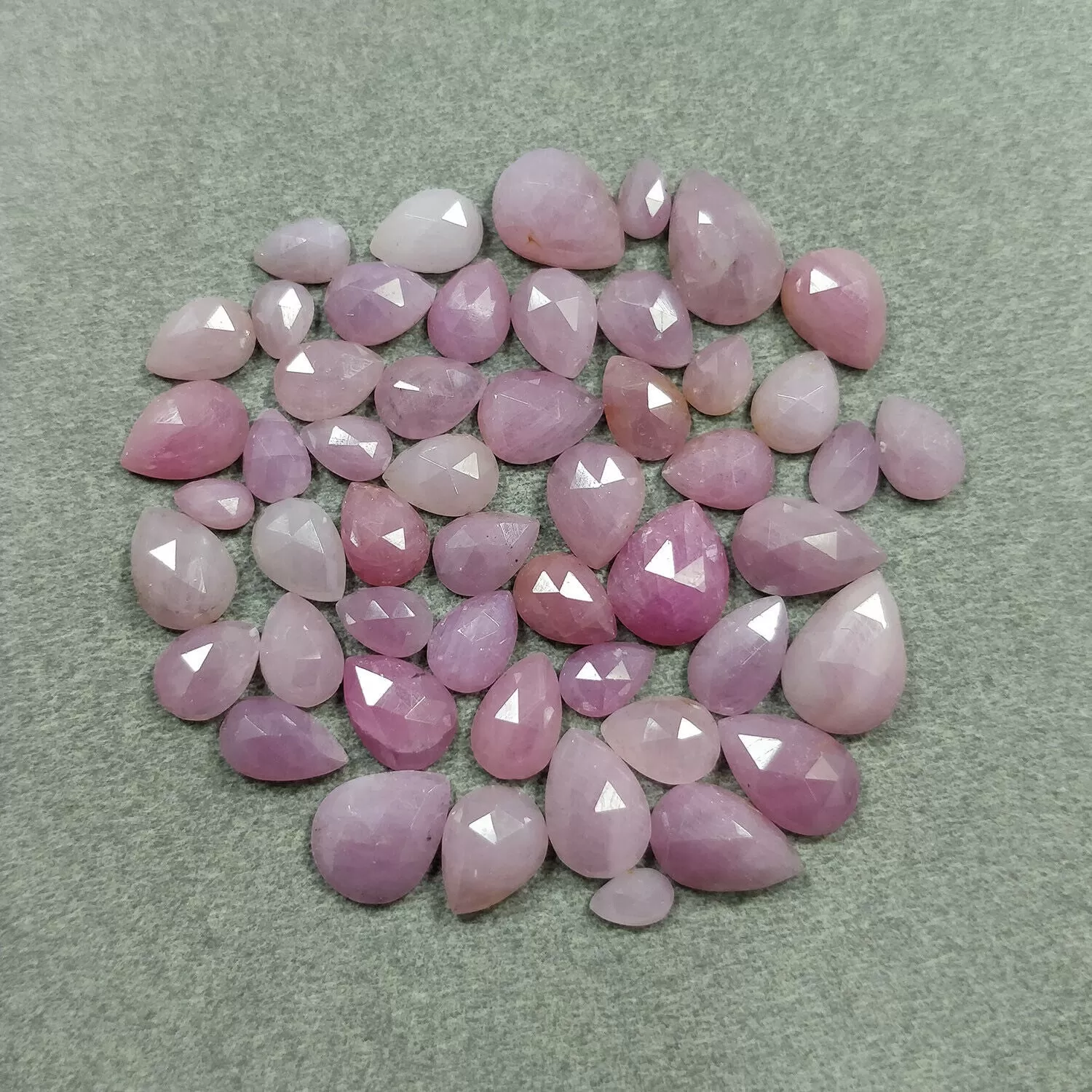 54.50cts Natural Untreated PINK SAPPHIRE Gemstone Pear Shape Rose Cut 5*4mm - 10*7mm 51pcs Lot For Jewelry