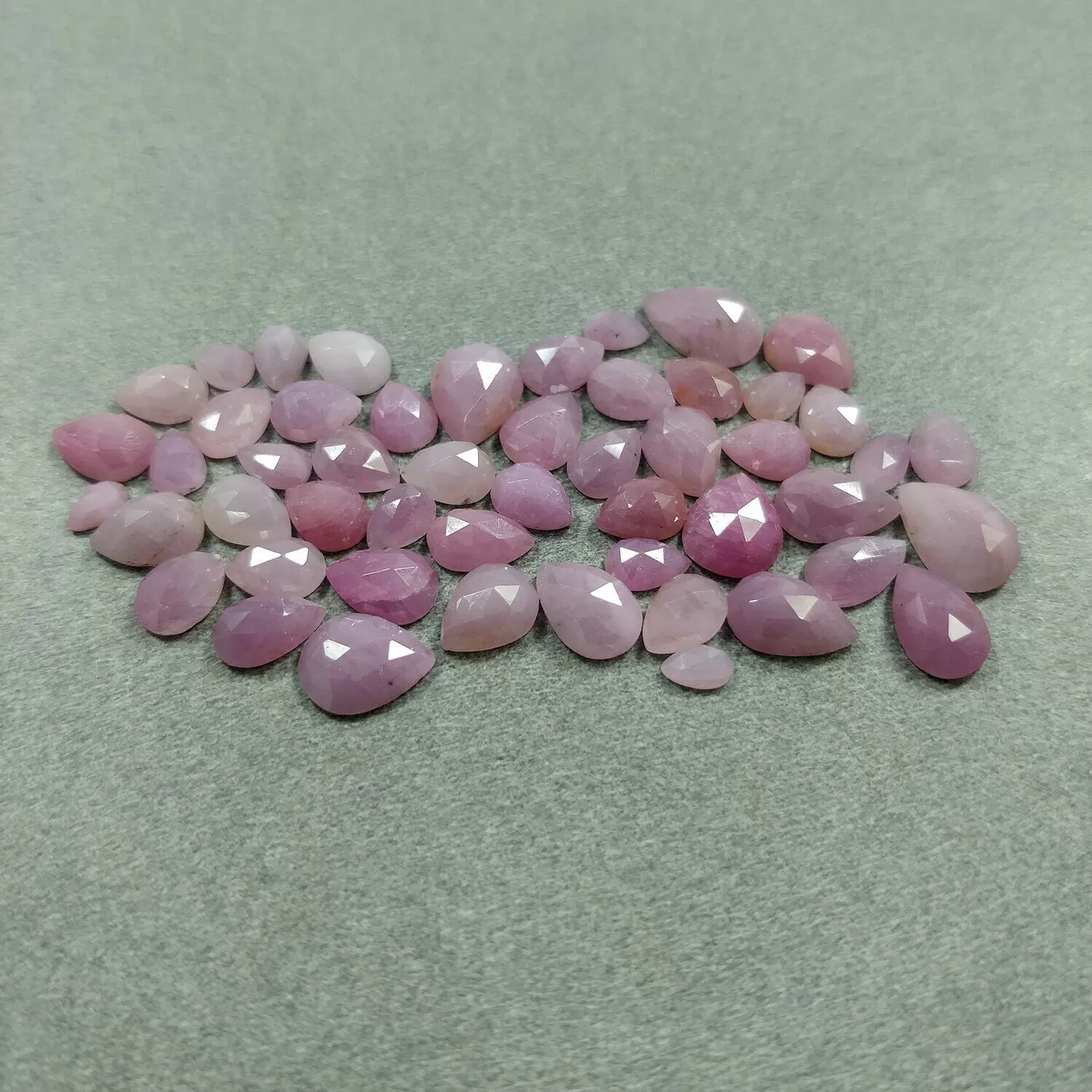 54.50cts Natural Untreated PINK SAPPHIRE Gemstone Pear Shape Rose Cut 5*4mm - 10*7mm 51pcs Lot For Jewelry