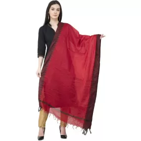 A R Silk Black Temple border Regular Dupatta Dark Red Color Dupatta