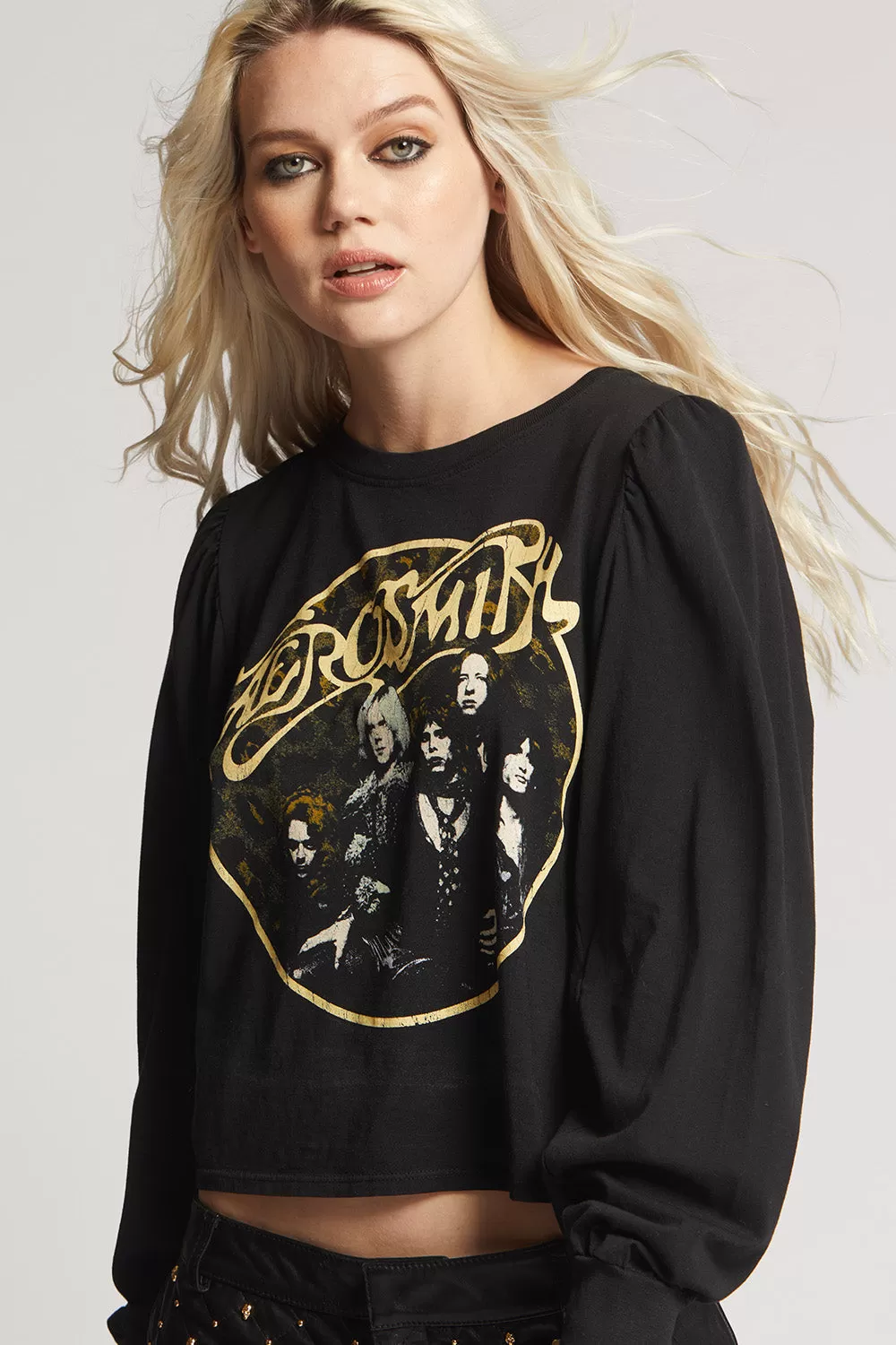 Aerosmith Back In The Saddle Puff Sleeve by Recycled Karma Brands