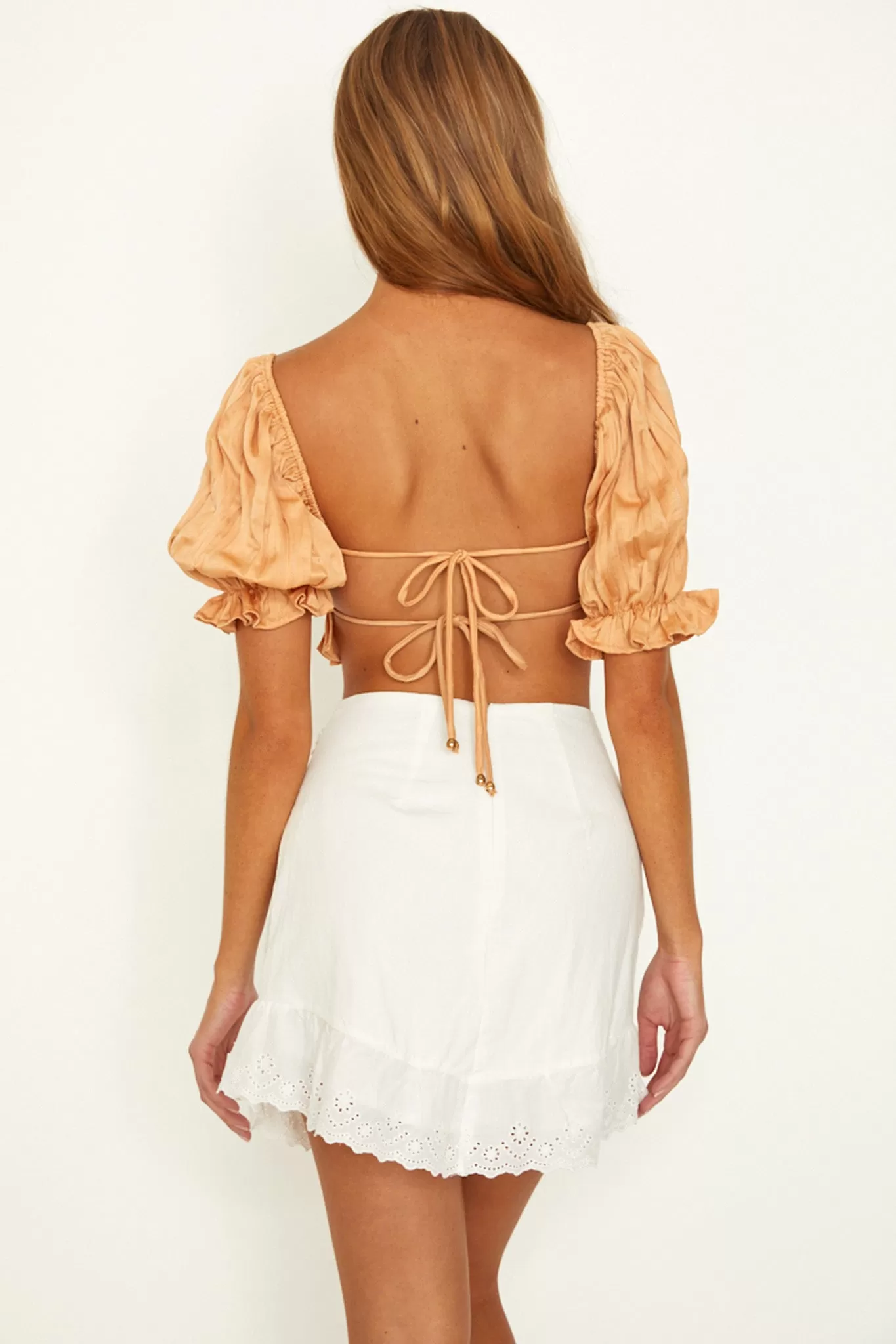 Aline Tie Back Crop Top Tangerine