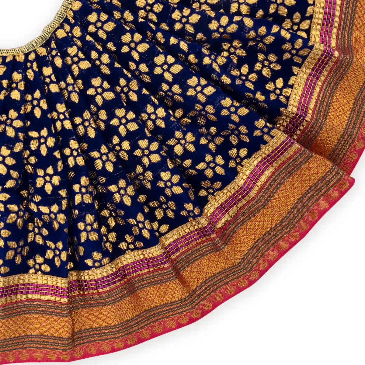 Amman Pavadai - 8 Inches | Lehenga Patka/ Satin with Gold Border Devi Poshak/ Mata Dress for Deity