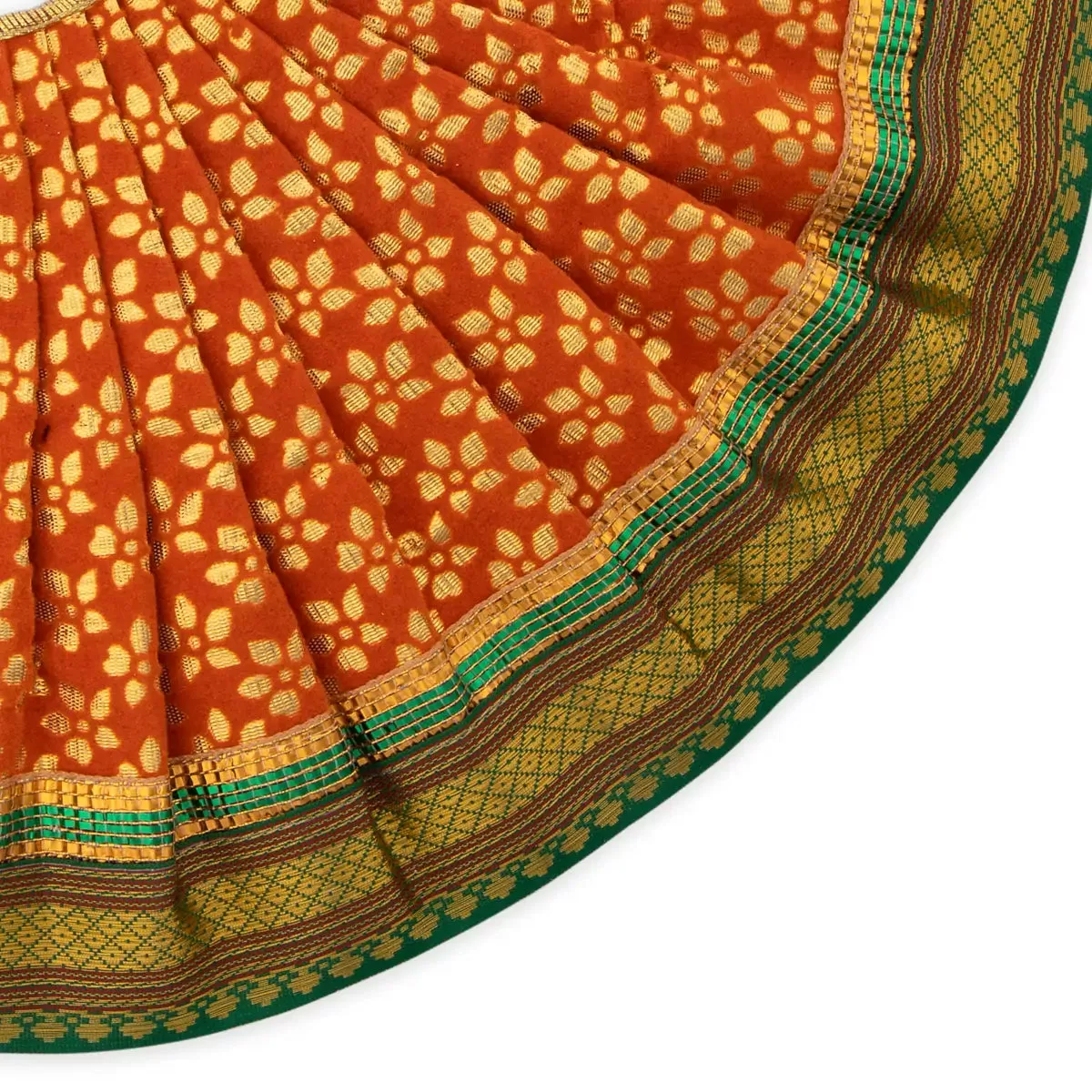 Amman Pavadai - 8 Inches | Lehenga Patka/ Satin with Gold Border Devi Poshak/ Mata Dress for Deity