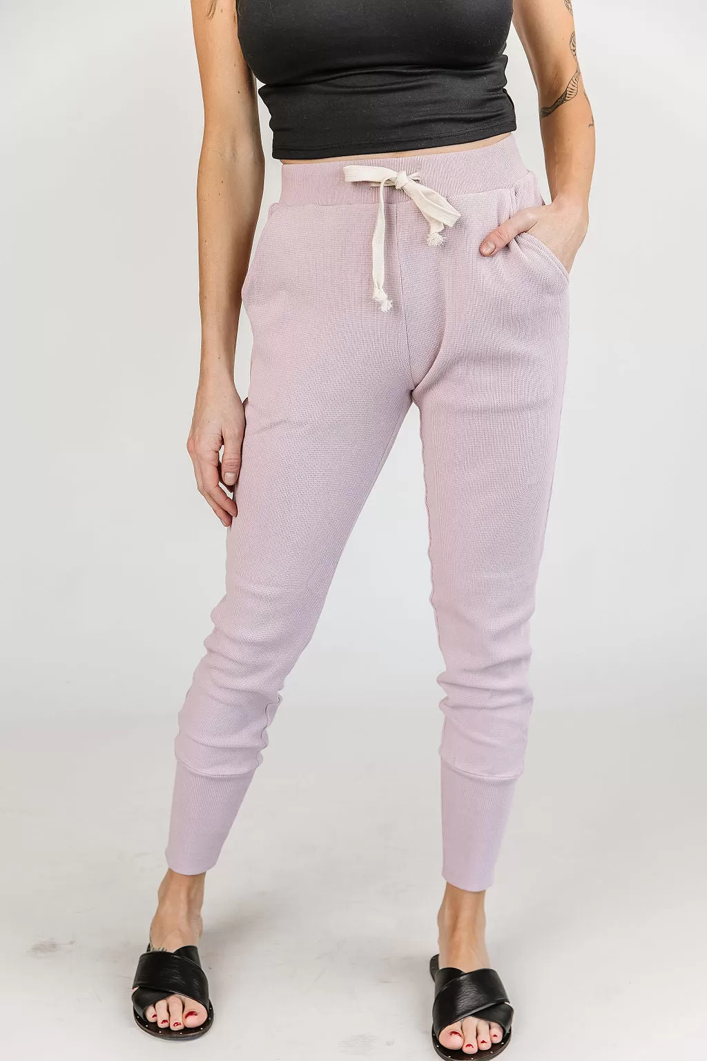 Ampersand Avenue Waffle Knit Jogger - Blush