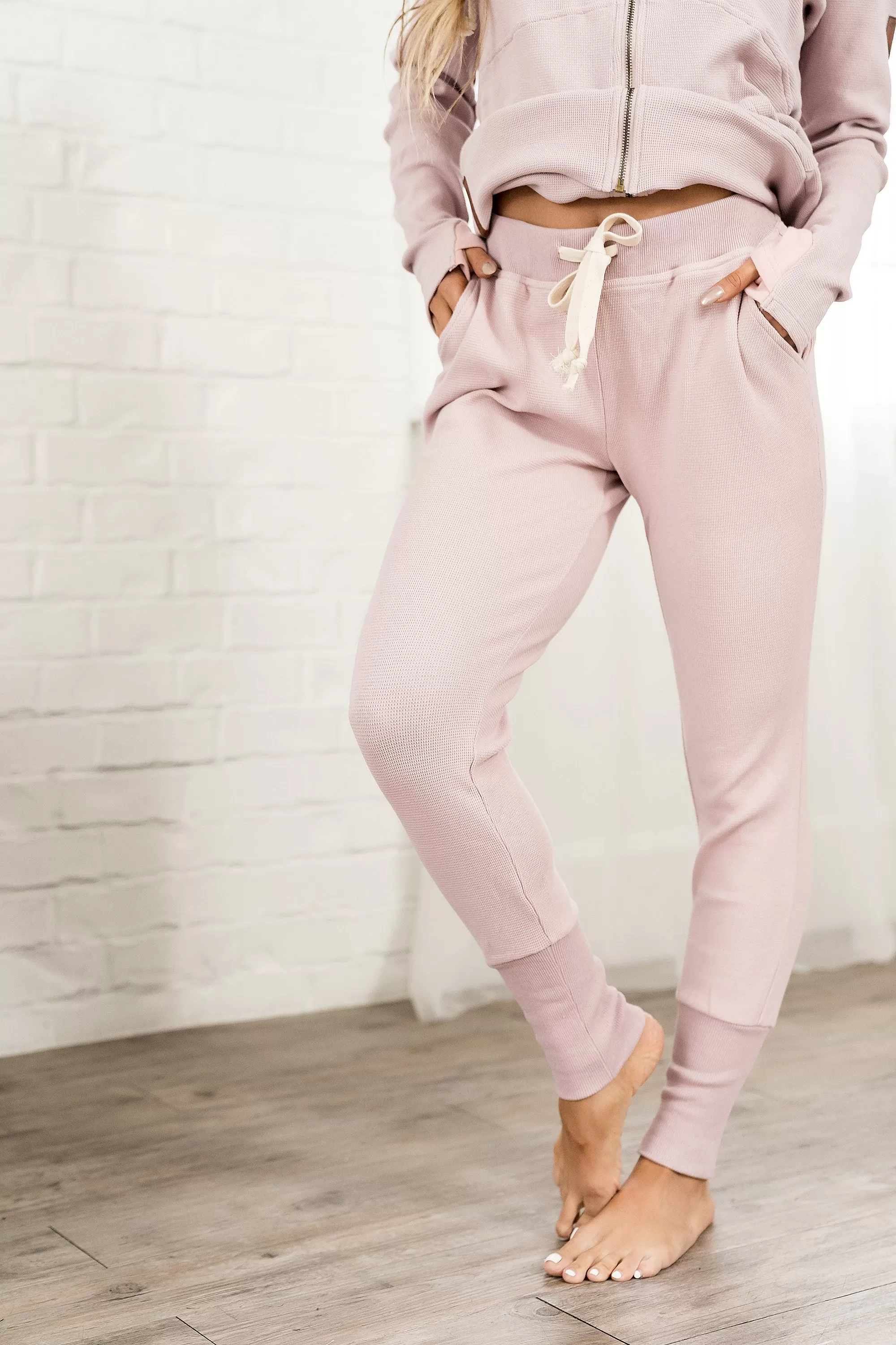 Ampersand Avenue Waffle Knit Jogger - Blush