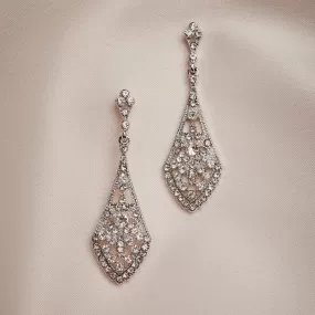 Art Deco Crystal Earrings: Deco Diamante Long Drop Earrings