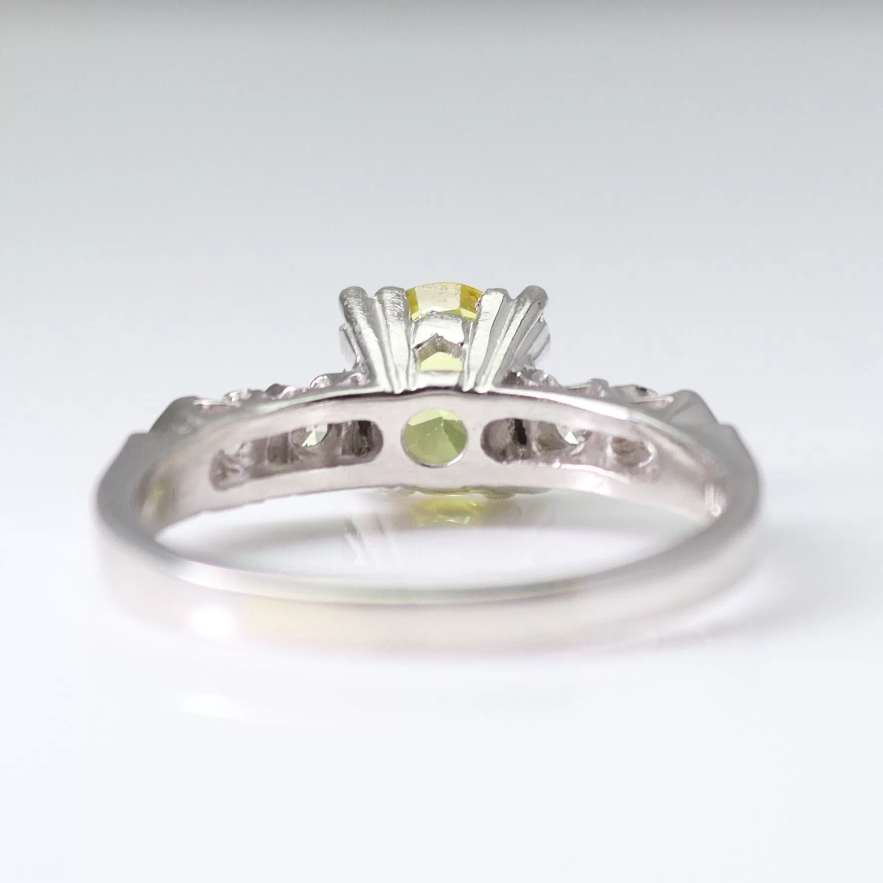 Art Deco Platinum Yellow Sapphire and Diamond Solitaire Ring