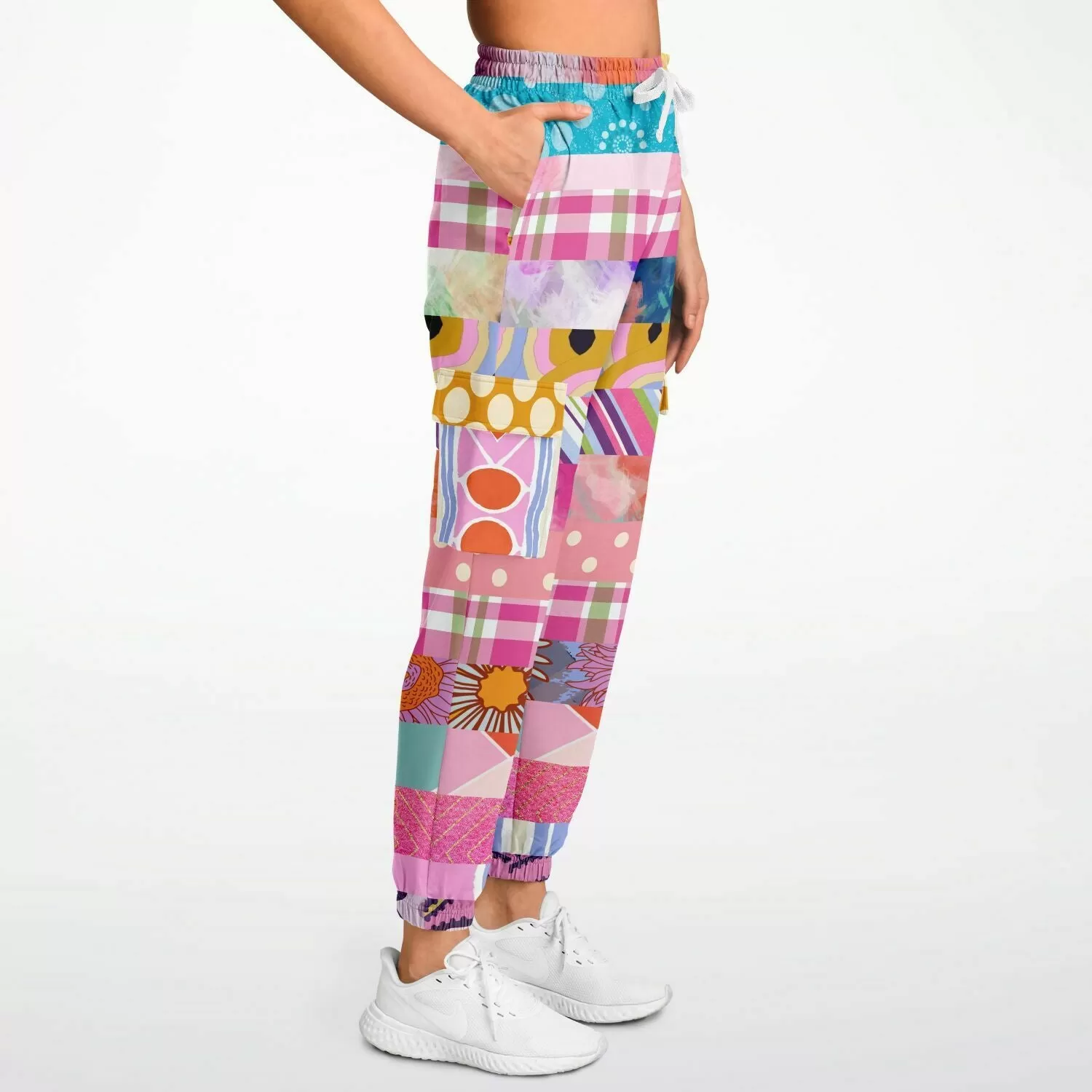 Bahama Mama Pink Floral Patchwork Unisex Cargo Sweats