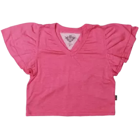 Barbie Pink Double Tier V Neck Top