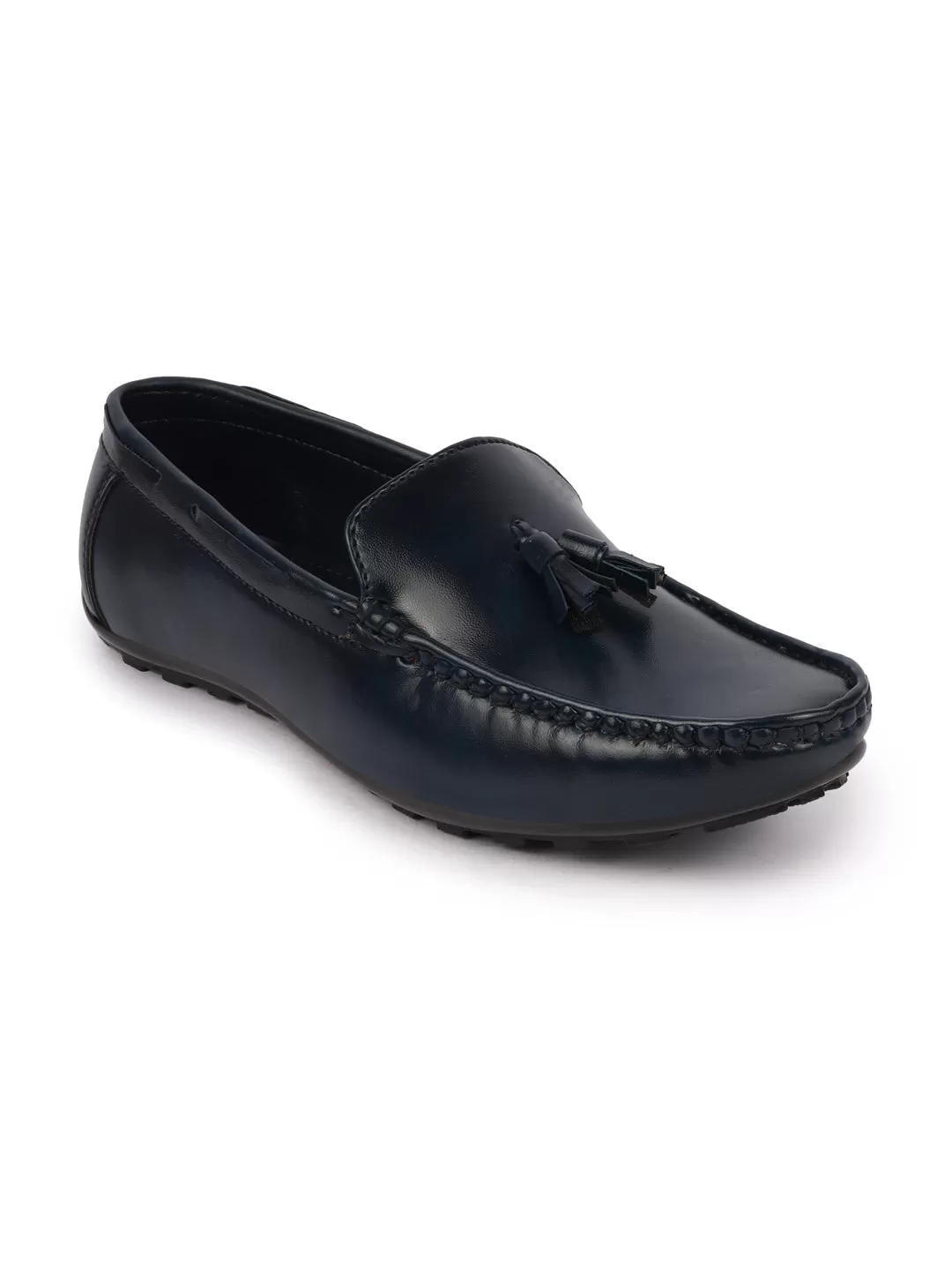 Basics Men Blue Side Stitched Casual Slip On Tassel Loafers and Moccasin Shoes