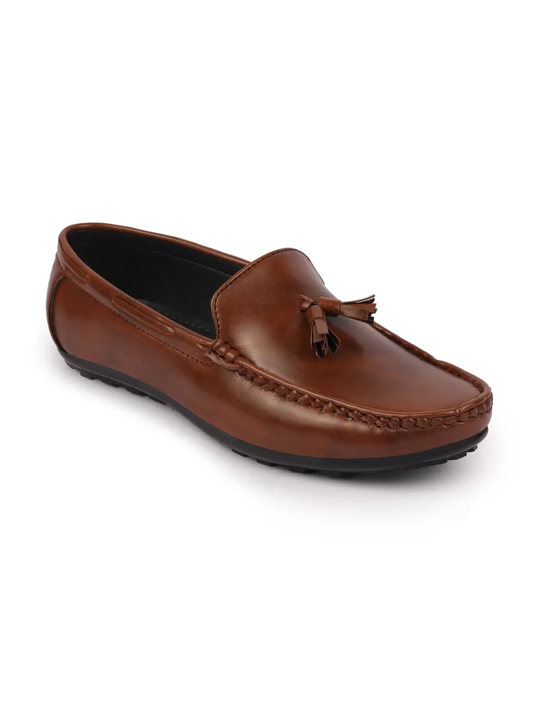 Basics Men Brown Side Stitched Casual Slip On Tassel Loafers and Moccasin Shoes