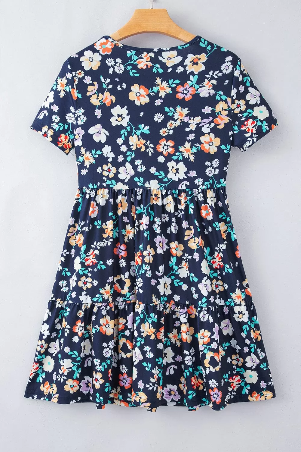 Bella Blue Short Sleeve A-line Floral Dress