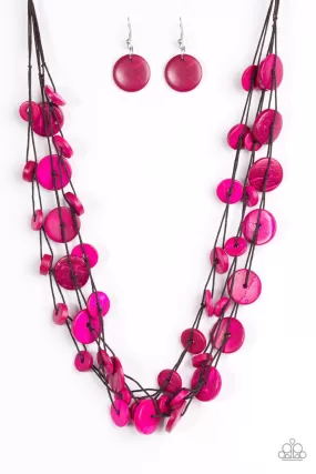 Bermuda Beach House Pink Wood Necklace - Paparazzi Accessories