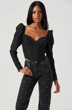 Betty Puff Sleeve Sweetheart Neck Top