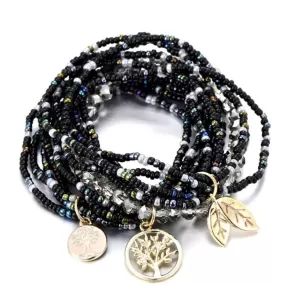 Black Seed Bead Multi-Layered Bracelet