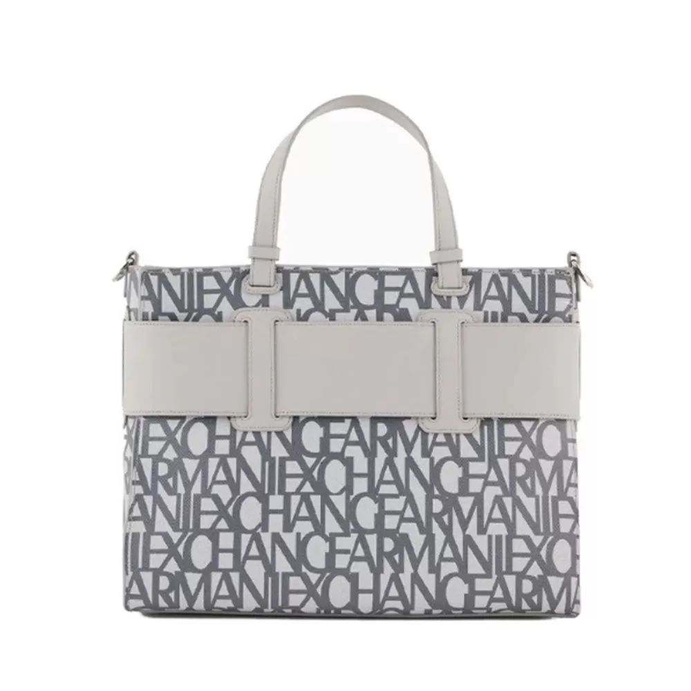 Borsa Donna a Mano ARMANI EXCHANGE colore Off White - Grey Misura Grande