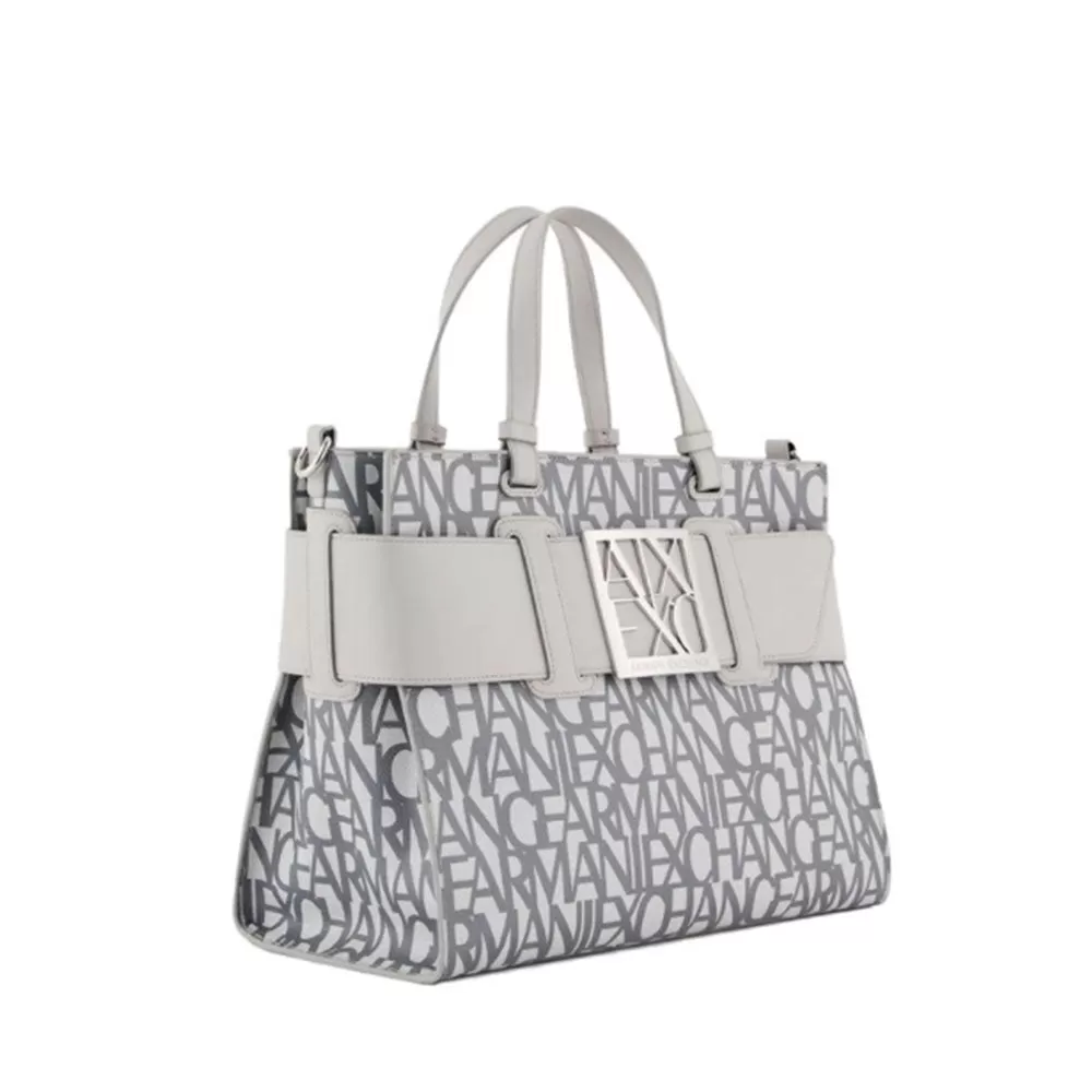 Borsa Donna a Mano ARMANI EXCHANGE colore Off White - Grey Misura Grande