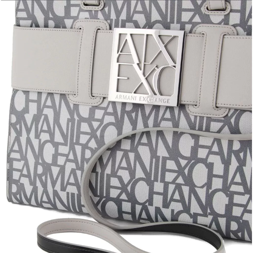 Borsa Donna a Mano ARMANI EXCHANGE colore Off White - Grey Misura Grande