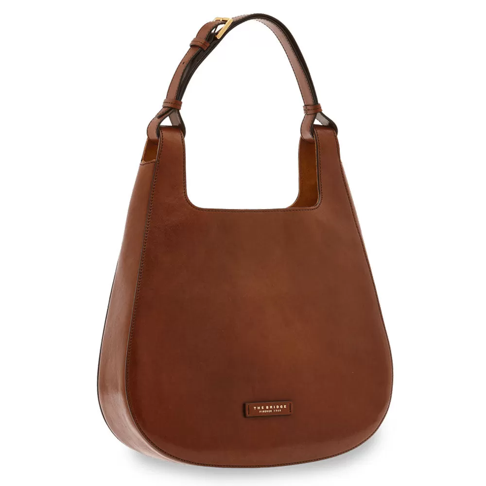 Borsa Donna Hobo a Spalla THE BRIDGE in Pelle Marrone linea Lucia