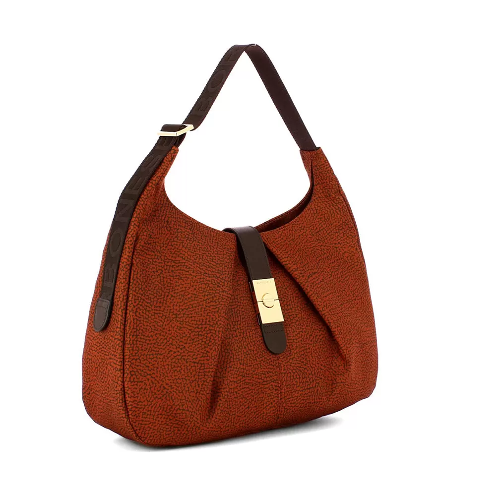 Borsa Donna Hobo Large BORBONESE linea Cortina in Tessuto Op Tabasco