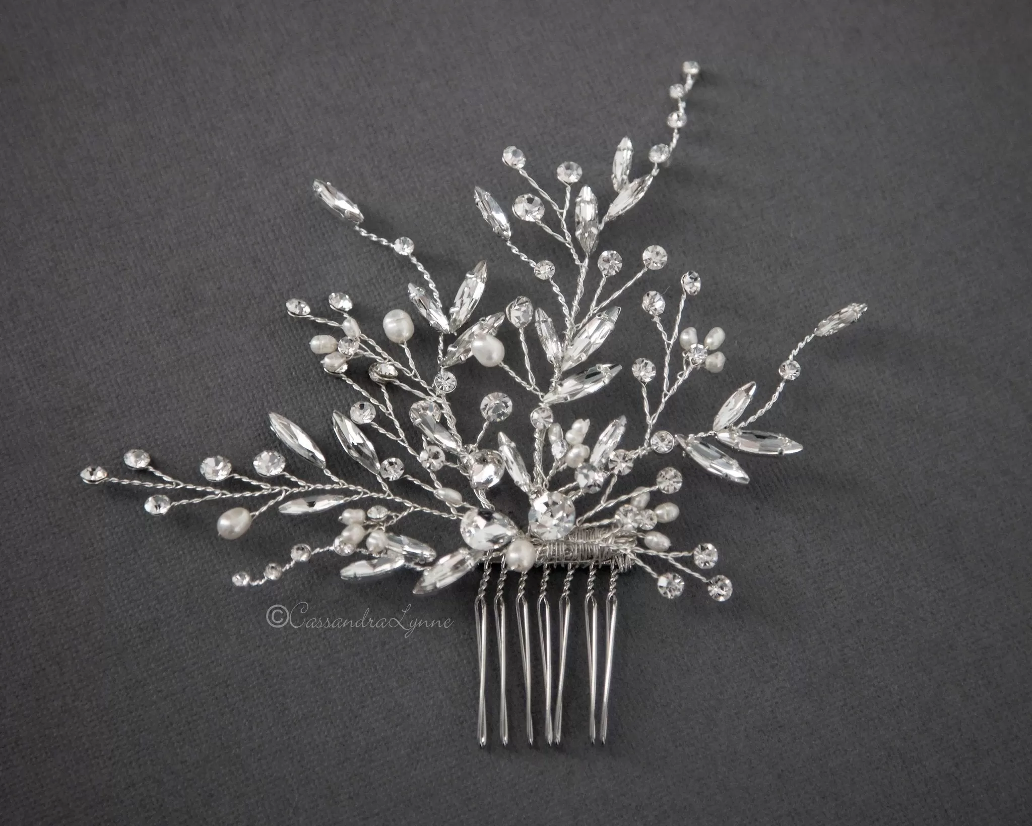 Bridal Hair Comb with Freshwater Pearls