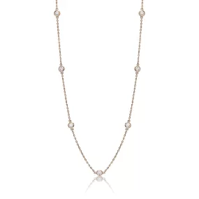 Bridget Station Necklace 15 pointers each Round Brilliant Cut Diamond Bezel Set in 14kt Rose Gold