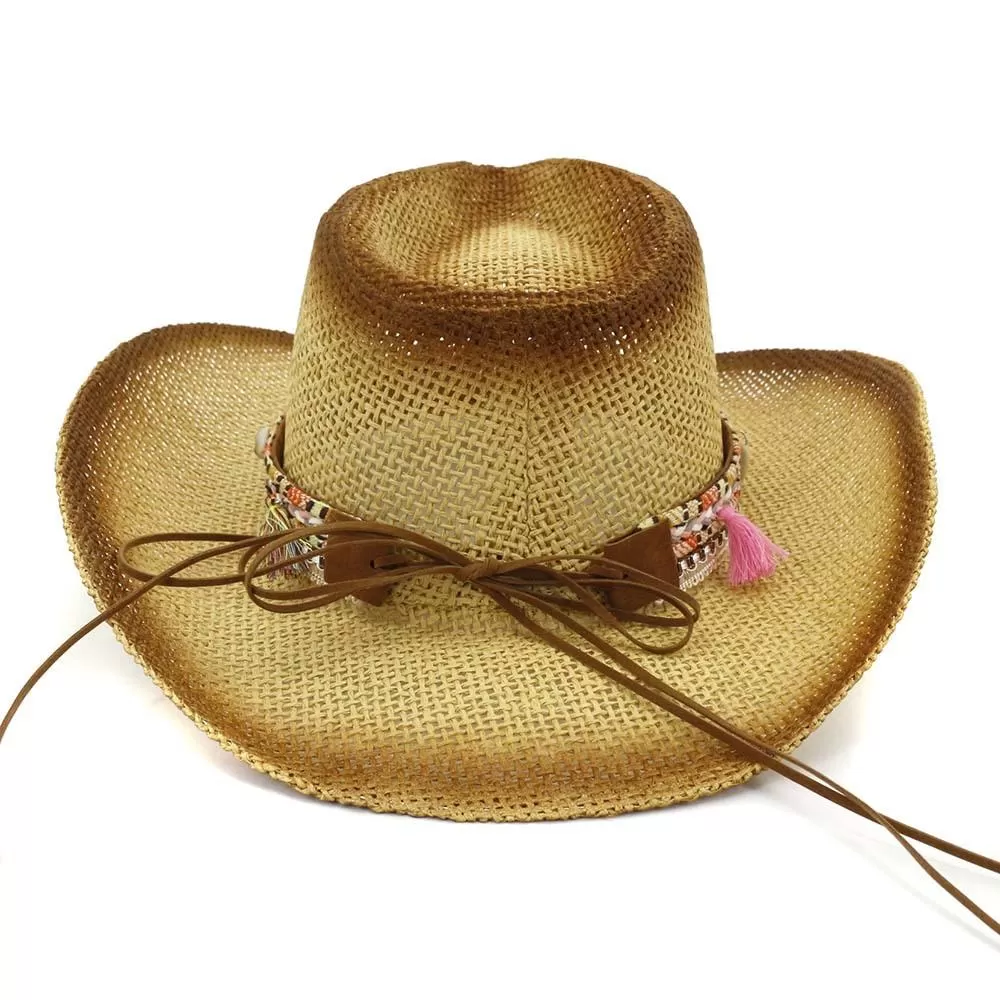 Brown Paper Straw Cowboy Hat