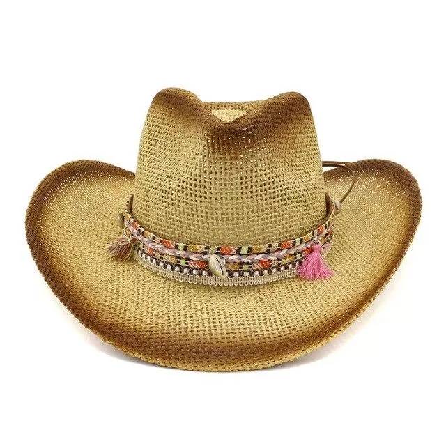 Brown Paper Straw Cowboy Hat