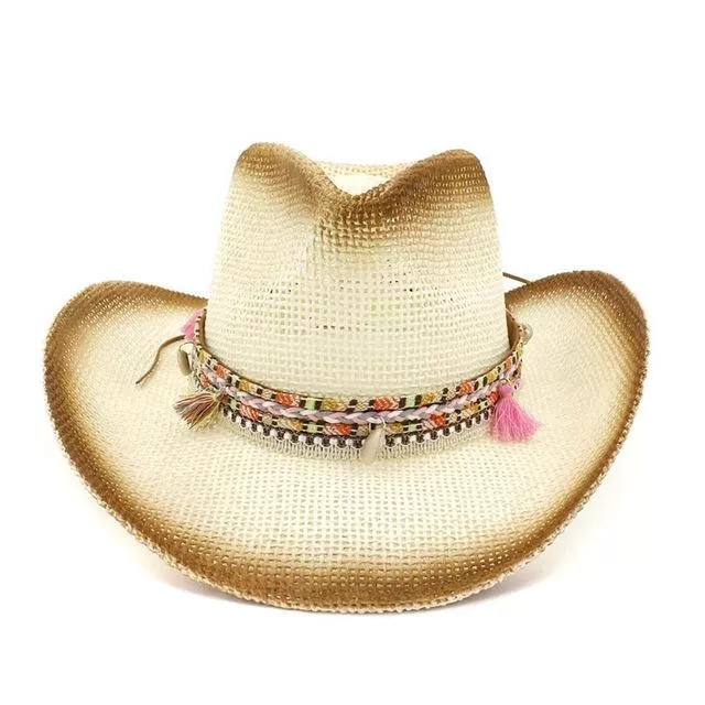 Brown Paper Straw Cowboy Hat